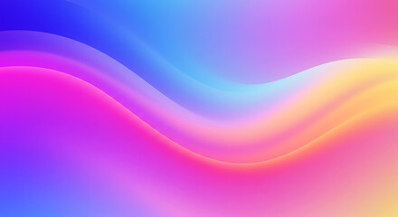 Obraz premium Abstract smooth wave of vibrant gradient colors including pink blue yellow and purple creating a fluid motion background