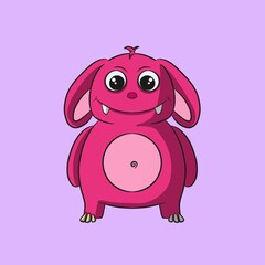Illustration of a pink monster for Halloween
