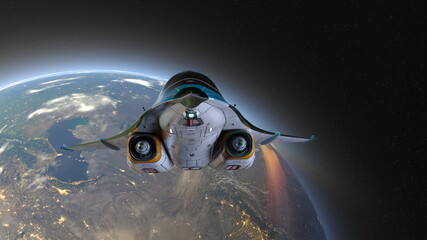 宇宙船と地球　3DCGレンダリング © tsuneomp