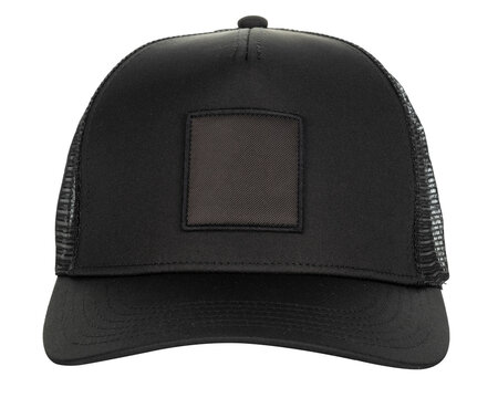 Black trucker cap with blank square patch