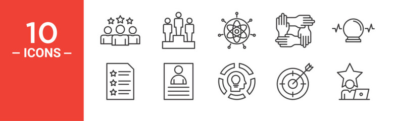 Striving for success icon set. Striving for success vector symbol in black filled and outlined style.