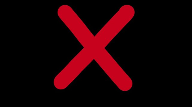 Animated red x mark doodle hand drawn cross