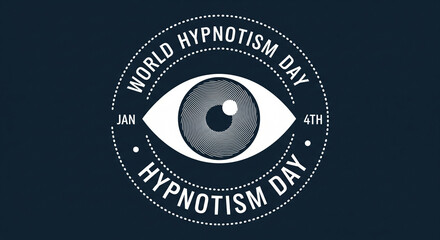 World hypnotism day january 4th eye symbol vintage retro stamp design for celebration and awareness