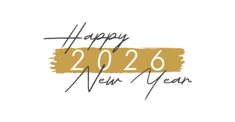 Happy New Year 2026 text, lettering design