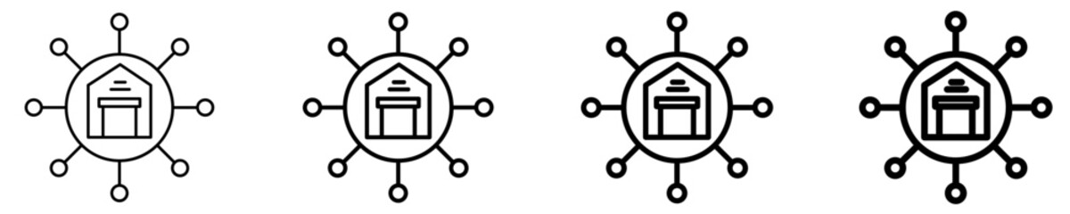 Distribution Hub Icon Set Different Style Collection