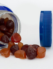 Men&rsquo;s Multivitamins with Blue Bottle on White Background. Daily Men&rsquo;s Multivitamins and Blue Container.