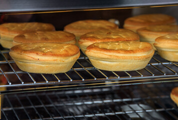 Zurich Christmas market stall selling savory Swiss Cholera pie, Valais specialty
