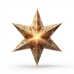 golden 3d star decoration on white isolated background
