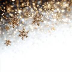 gold snowflake christmas background with falling glitter bokeh
