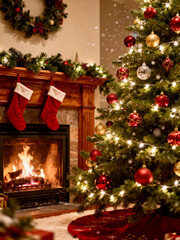 christmas tree with fireplace