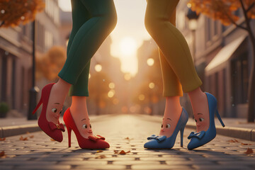 female legs in high heel shoes