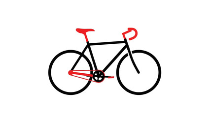 Fototapeta premium A simplistic graphic illustration of a bicycle, featuring a black frame and red accents on white