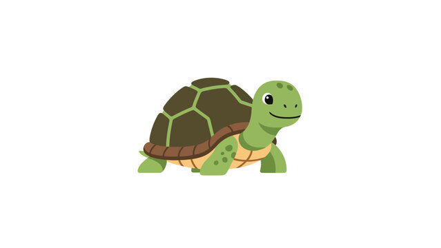 A smiling, friendly cartoon turtle illustration on a white background, digitally rendered