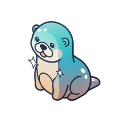 Obraz premium Adorable cartoon otter illustration with sparkling details and a friendly expression, perfect for playful designs and nature themes