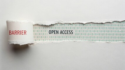 Torn paper revealing open access data and binary code