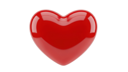 Celebrating love red heart symbol digital art vibrant colors artistic representation. Isolated on transparent background, png.