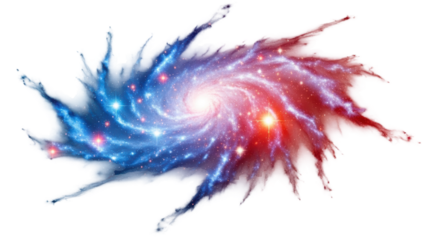 Dynamic cosmic explosion space digital art starry background abstract view universe concept. Isolated on transparent background, png.