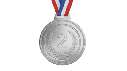 Athletic achievement silver medal award ceremony sports event indoor arena celebratory atmosphere. Isolated on transparent background, png.