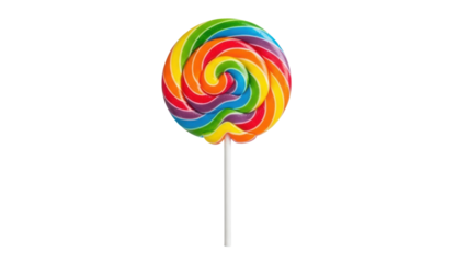 Colorful lollipop treat sweet shop food photography bright environment close-up view fun concept. Isolated on transparent background, png.