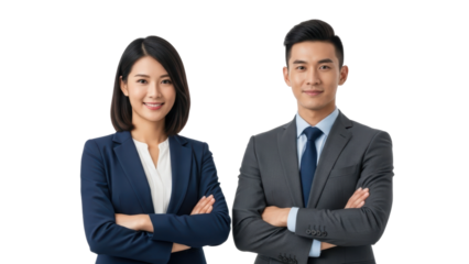 Professional business team meeting office corporate image modern environment front view collaboration concept. Isolated on transparent background, png.
