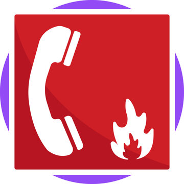 Indicates the location of a fire alarm or emergency call point.