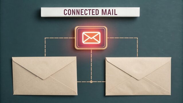 Connected Mail with Envelopes and Digital Message Concept