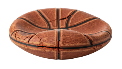 Damaged basketball transformation sports court product image urban environment close-up view conceptual art. Isolated on transparent background, png.