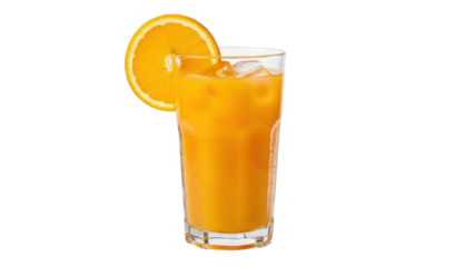 Refreshing orange juice drink home kitchen beverage photography bright setting close-up summer vibes. Isolated on transparent background, png.