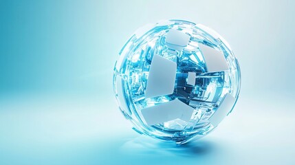Abstract sphere of translucent blue and white