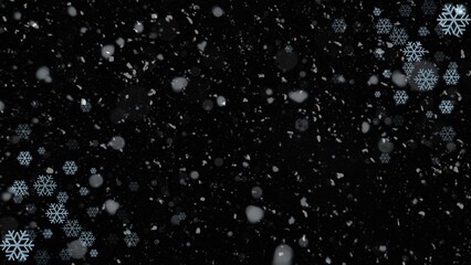 Winter background year end sale design displays snowflakes on a black abstract illustration, creating a festive seasonal look Winter year end sale background with blank space.