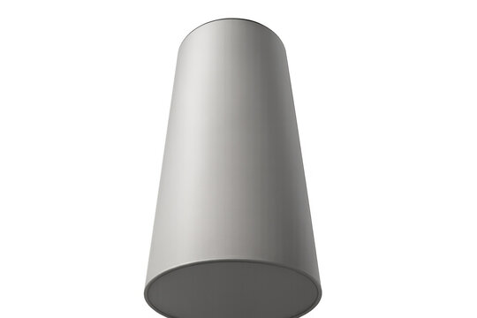 White frustum geometric shape, also known as a truncated cone, rendering a 3d object on a transparent background