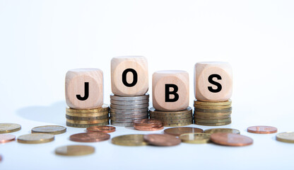 JOBS word on a small piece of paper. Business concept.