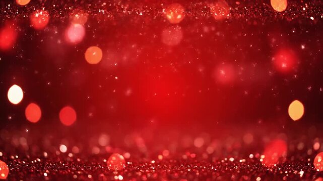 Red holiday abstract light bokeh and glitter, mp4 video. AI