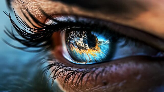 Intricate Eye Reflecting Architectural Marvel and Surrounding Aquatic Elements