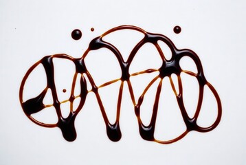 Chocolate Syrup Drizzled Food Art: Abstract Dessert Topping and Creative Culinary Designs in Modern Kitchen Photography