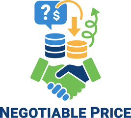 Negotiable Price Concept with Handshake and Money Icon.