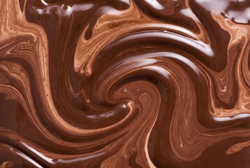 Luxurious and Creamy Melted Chocolate Swirl Texture - Rich Brown Gourmet Dessert Background for Culinary Art and Baking