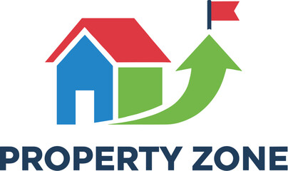 Property Zone real estate logo with house and growth arrow symbol.