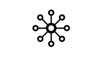 Abstract illustration of a circular network with connected nodes on transparent background