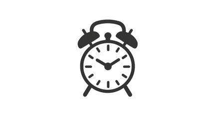 Alarm clock icon with a white face against a transparent backdrop for time concepts