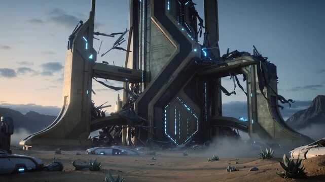Futuristic Alien Ruins Desert Environment