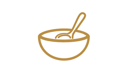 Minimalist bowl and spoon icon against transparent background