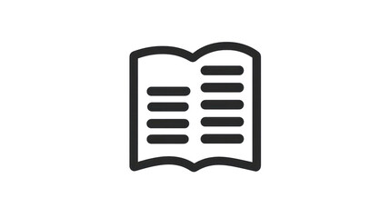 Open book icon with pages and lines representing information and knowledge