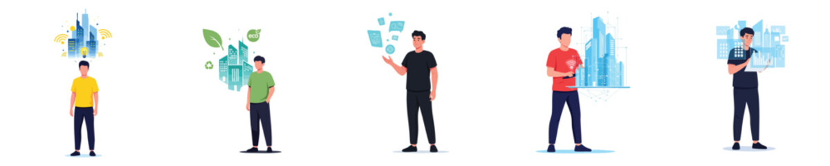 AI Technology Future Smart City Digital Urban Innovation Modern Infrastructure Illustration