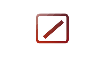 Red square with diagonal line icon on transparent background for web design