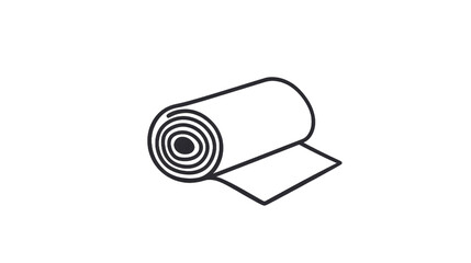 Rolled up mat illustration in outline style against transparent background