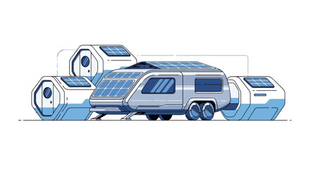 Futuristic Solar-Powered RV with Detachable Modules for Sustainable Living.
