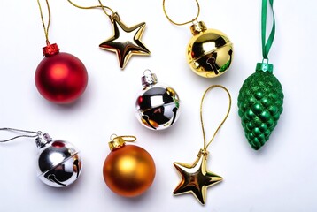 Festive Christmas Ornaments: Shiny Red, Gold, Silver & Green Decorations for a Merry Christmas Tree Celebration