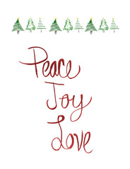 Obraz premium Peace Joy Love, handwritten, png, cut-out, silo