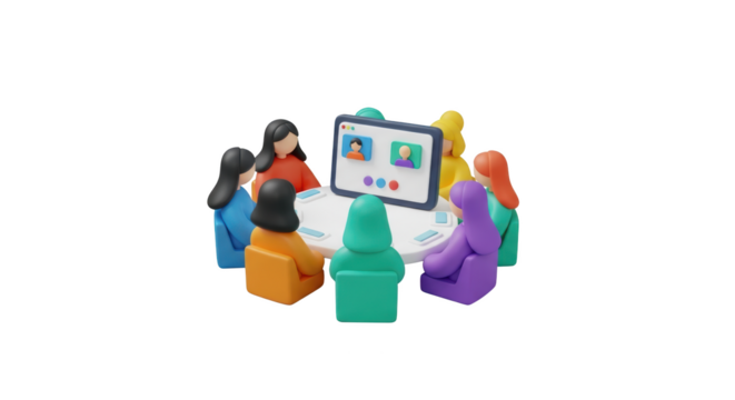 Diverse team collaborating in a virtual video conference meeting visualized beautifully showing meeting, conference, teamwork with - Powered by Adobe